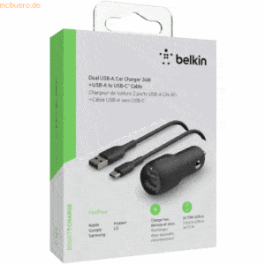 Belkin Belkin Dual USB-A Kfz-Ladegerät incl. USB-C Kabel 1m 24W black