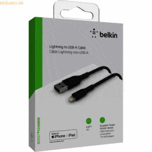 Belkin Belkin Lightning Lade/Sync Kabel ummantelt mfi 2m schwarz