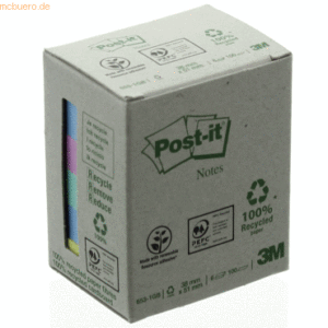 Post-it Notes Haftnotizen Recycling 38x51mm 6-farbig 6x100 Blatt