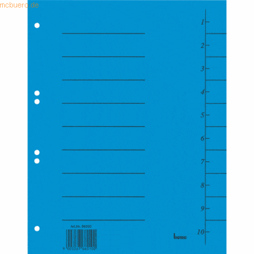 Bene Trennblätter A4 Karton 210g/qm blau VE=50 Blatt