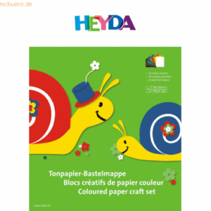 20 x Heyda Tonpapier Mappe 25x35cm 130g/qm VE= 10 Blatt farbig sortier