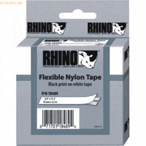 Dymo Beschriftungsband für Rhino 19mm Nylon schwarz auf weiß