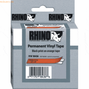 Dymo Beschriftungsband für Rhino 12mm Vinyl schwarz auf orange