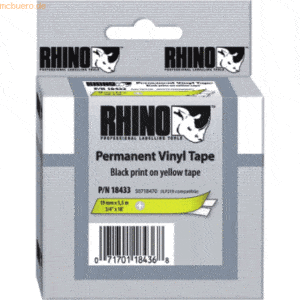 Dymo Beschriftungsband für Rhino 19mm Vinyl schwarz auf gelb