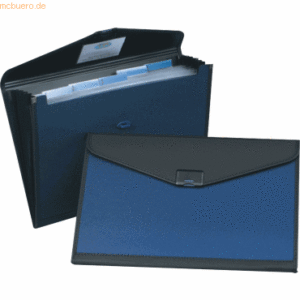 Snopake Fächermappe 360x240mm 6-teilig blau/schwarz