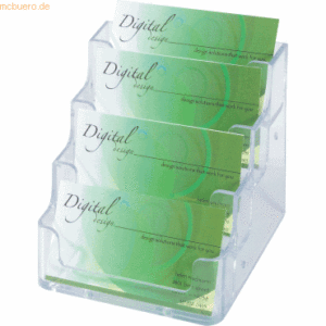 Deflecto Visitenkartenständer 99x35x45mm glasklar Hartplastik 4 Fächer
