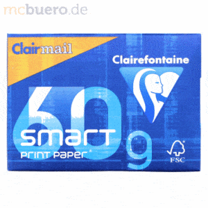 Clairefontaine Kopierpapier A4 Clairmail smart 60g/qm weiß VE=500 Blat