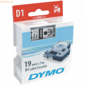 Dymo Etikettenband Dymo D1 19mm/7m schwarz/transparent