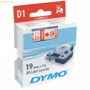 Dymo Etikettenband Dymo D1 19mm/7m rot/weiß
