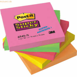 Post-it Notes Haftnotizen Super Sticky Neon 76x76mm sortiert VE=450 Bl