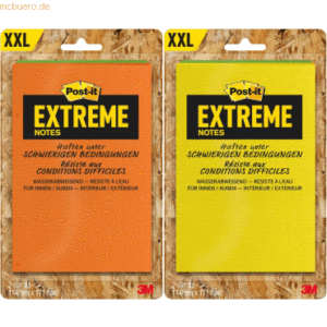 Post-it Notes Haftnotizen Extreme Notes 114x171mm farbig sortiert VE=2