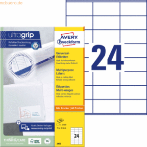 Avery Zweckform Universal-Etiketten ultragrip 70x36 mm VE=2.400 Etiket