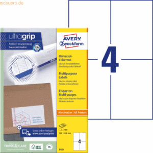 Avery Zweckform Universal-Etiketten ultragrip 105x148 mm VE=400 Etiket