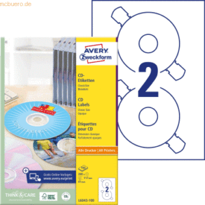 Avery Zweckform Etiketten Inkjet/Laser/Kopier 117mm für CDs VE= 200 St