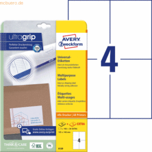 Avery Zweckform Universal-Etiketten ultragrip 105x148 mm VE=120 Etiket