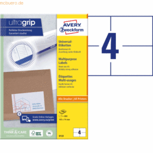 Avery Zweckform Universal-Etiketten ultragrip A5 quer mit ultragrip Pr