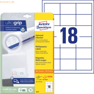 Avery Zweckform Universal-Etiketten ultragrip 64x45 mm VE=540 Etikette