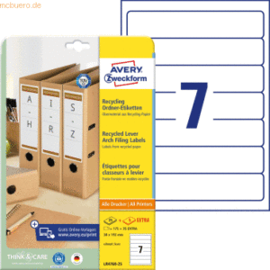 Avery Zweckform Ordner-Etiketten 38x192mm Recycling VE=210 Stück weiß