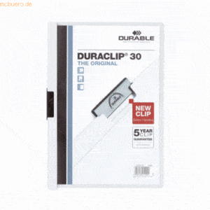 Durable Klemmmappe Duraclip Original 30 bis 30 Blatt A4 weiß