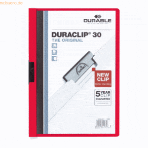 Durable Klemmmappe Duraclip Original 30 bis 30 Blatt A4 rot
