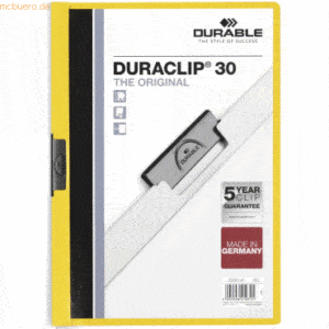 Durable Klemmmappe Duraclip Original 30 bis 30 Blatt A4 gelb