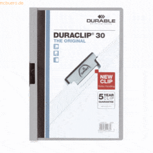 Durable Klemmmappe Duraclip Original 30 bis 30 Blatt A4 grau