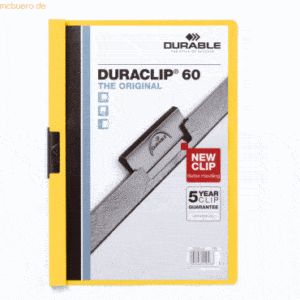 25 x Durable Cliphefter Duraclip Original 60 gelb