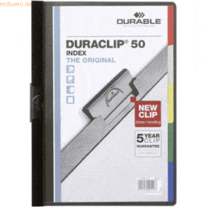 25 x Durable Cliphefter Duraclip Original 50 index schwarz