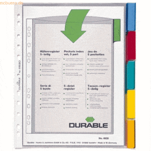 Durable Hüllenregister A4 5-teilig PP transparent