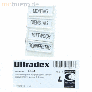 Ultradex Skala mit Wochentagen magnetisch B35xH15mm weiße Schiene
