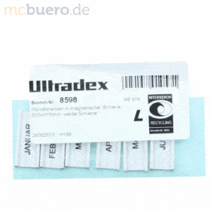 Ultradex Skala mit Monatsnamen Januar-Dezember magnetisch 35x15mm weiß