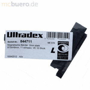 Ultradex Magnetische Abschnitte 70x9x2mm VE=10 Stück schwarz