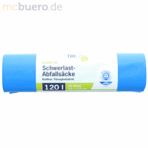 Papyrus Öko-Abfallsäcke Triline 120 Liter 75 g/qm blau VE=15 Stück