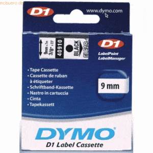 Dymo Etikettenband Dymo D1 9mm/7m schwarz/transparent