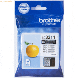 Brother Brother Tintenpatrone LC-3211BK Schwarz (ca. 200 Seiten)