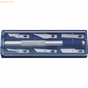 Wedo Skalpell-Set 15cm silber/blau Aluminium mit gummierter Griffzone