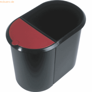 Helit Papierkorb Duo-System 20+9l schwarz/rot