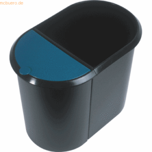 Helit Papierkorb Duo-System 20+9l schwarz/blau