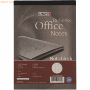 10 x Landre Notizblock A5 60g VE=50 Blatt recycling kariert mit Deckbl