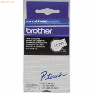 Brother Schriftbandkassette 9mm TC-291 weiß/schwarz