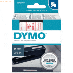 Dymo Etikettenband Dymo D1 9mm/7m rot/weiß