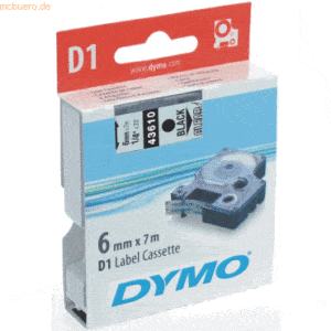 Dymo Etikettenband Dymo D1 6mm/7m schwarz/transparent