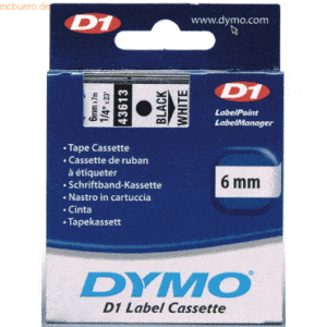 Dymo Etikettenband Dymo D1 6mm/7m schwarz/weiß