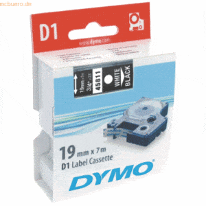 Dymo Etikettenband Dymo D1 19mm/7m weiß/schwarz