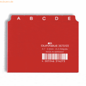 Durable Leitregister A-Z A7quer PP 25-teilig rot