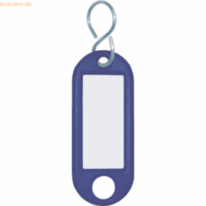 100 x Wedo Schlüsselanhänger Kunststoff mit S-Haken blau