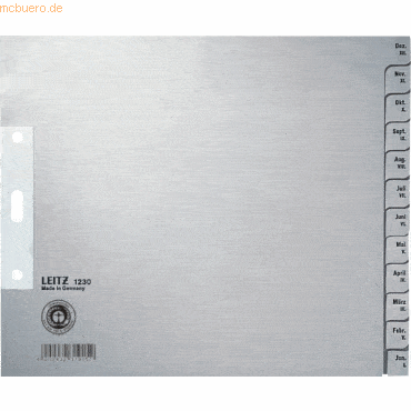 Leitz Register A4 Jan.-Dez.1/2 Format 100g/qm grau