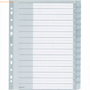 10 x Leitz Register A4 15-teilig PP blanko grau
