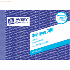 Avery Zweckform Formularbuch Quittung A6 quer VE=50 Blatt