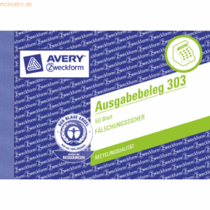 Avery Zweckform Formularbuch Ausgabebeleg A6 50 Blatt mit Ausfüllhilfe